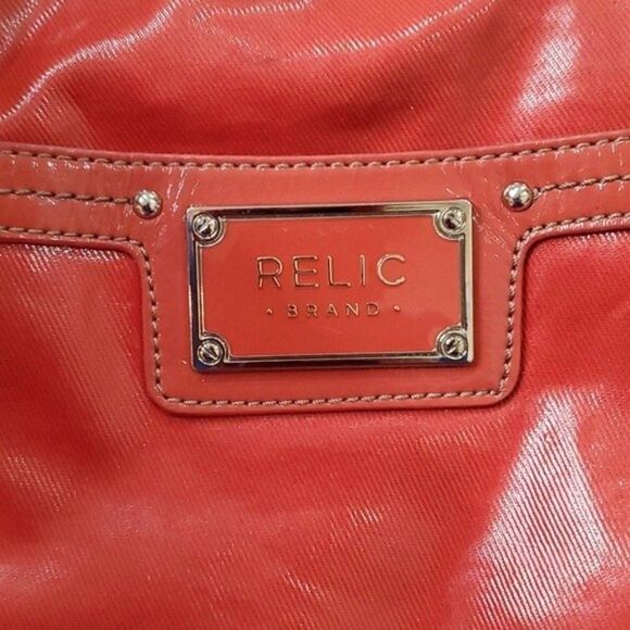 Relic Tomato Red Faux Leather Pinstripe Shoulder Bag - Picture 3 of 11